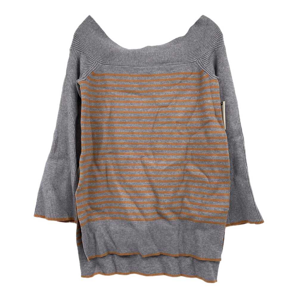 Anthropologie Gray Brown Off-the-Shoulder Knit Sweater Stripe | Womens S